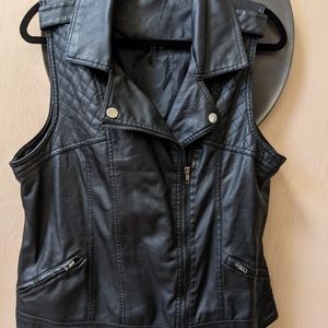Black faux leather vest